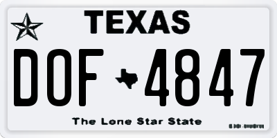 TX license plate DOF4847