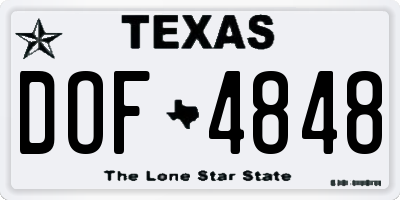 TX license plate DOF4848