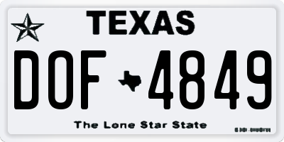 TX license plate DOF4849