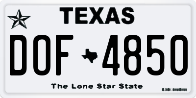 TX license plate DOF4850