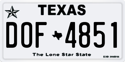 TX license plate DOF4851