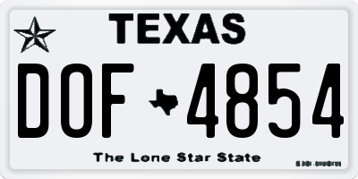 TX license plate DOF4854