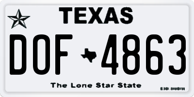 TX license plate DOF4863
