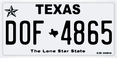 TX license plate DOF4865