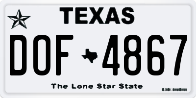 TX license plate DOF4867