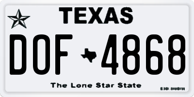 TX license plate DOF4868