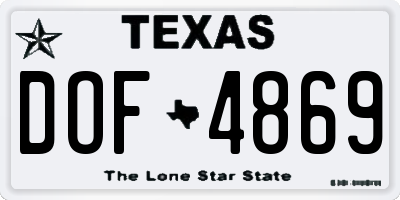 TX license plate DOF4869