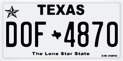 TX license plate DOF4870