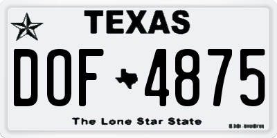 TX license plate DOF4875