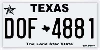 TX license plate DOF4881