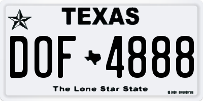 TX license plate DOF4888