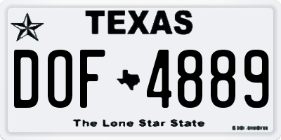 TX license plate DOF4889