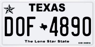 TX license plate DOF4890
