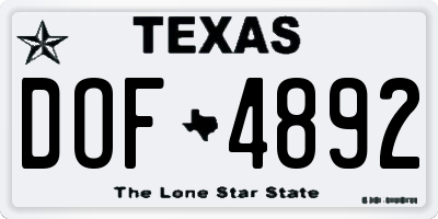 TX license plate DOF4892