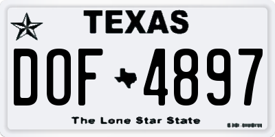 TX license plate DOF4897