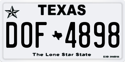 TX license plate DOF4898