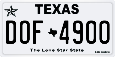 TX license plate DOF4900