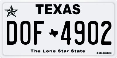 TX license plate DOF4902