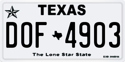 TX license plate DOF4903