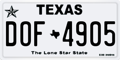 TX license plate DOF4905