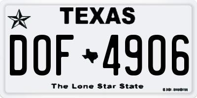 TX license plate DOF4906