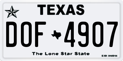 TX license plate DOF4907