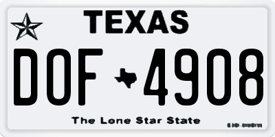 TX license plate DOF4908