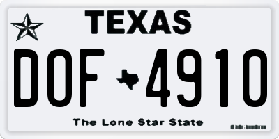 TX license plate DOF4910