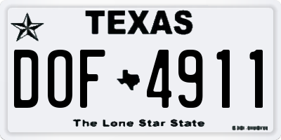 TX license plate DOF4911