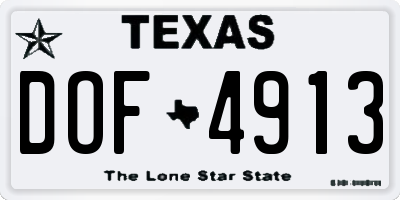TX license plate DOF4913