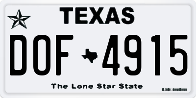 TX license plate DOF4915