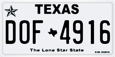 TX license plate DOF4916