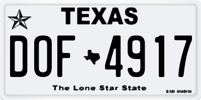 TX license plate DOF4917