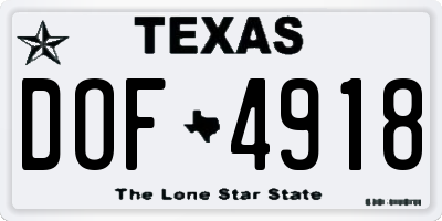 TX license plate DOF4918
