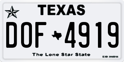 TX license plate DOF4919