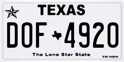 TX license plate DOF4920