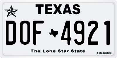 TX license plate DOF4921