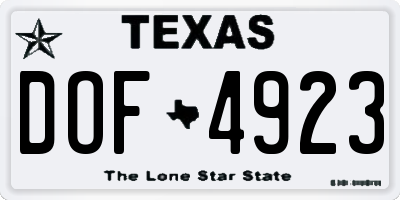 TX license plate DOF4923
