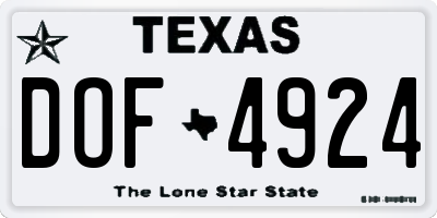 TX license plate DOF4924