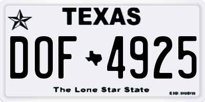 TX license plate DOF4925