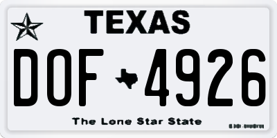 TX license plate DOF4926