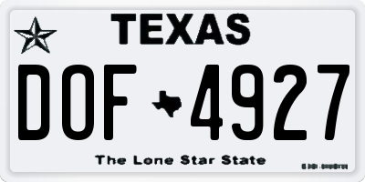TX license plate DOF4927