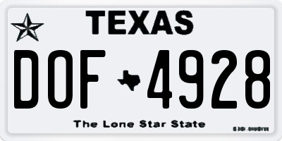 TX license plate DOF4928