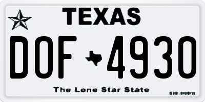 TX license plate DOF4930