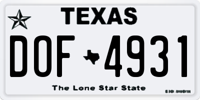 TX license plate DOF4931