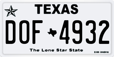 TX license plate DOF4932