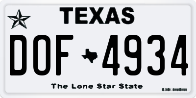 TX license plate DOF4934