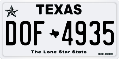 TX license plate DOF4935
