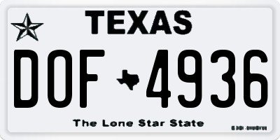 TX license plate DOF4936