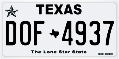 TX license plate DOF4937